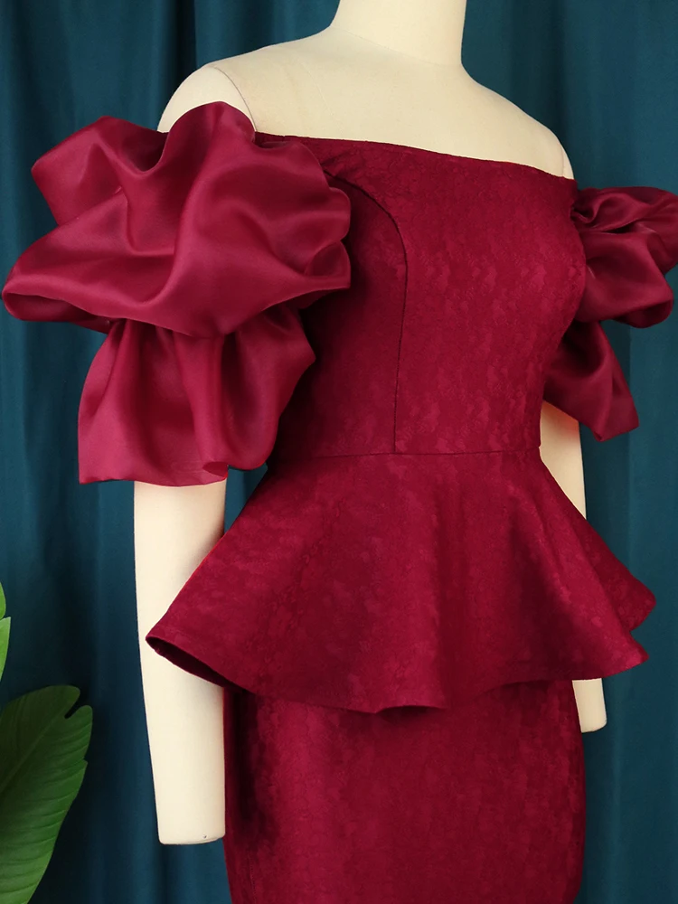 Кружевные платья бордового цвета элегантные женские вечерние средней длины с