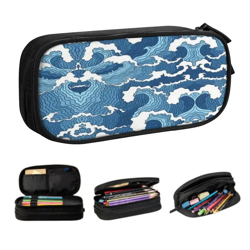 Demon Slayer Cool Waves Cute Pencil Cases Girl Boy Big Capacity Kimetsu No Yaiba Pencil Box Students Stationery