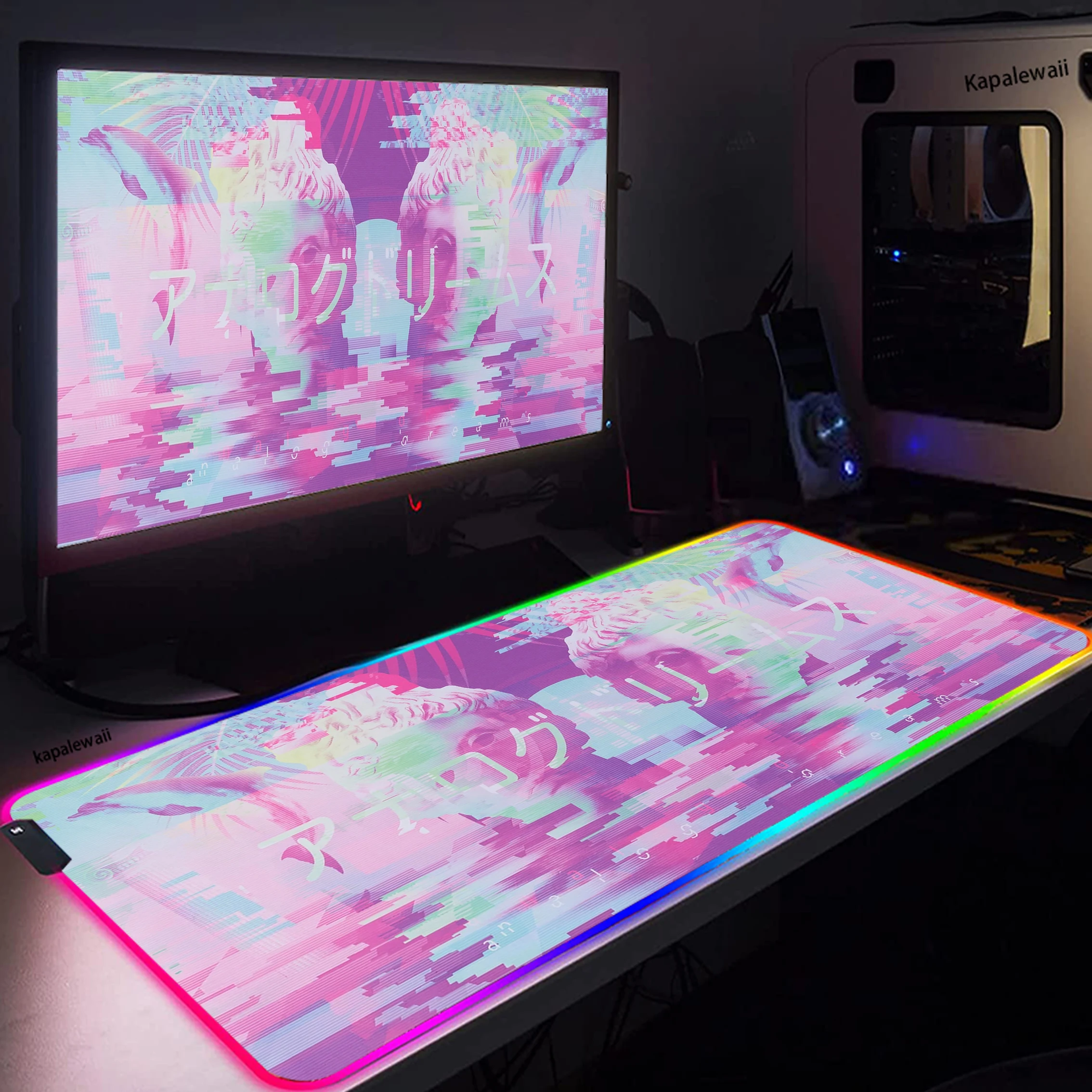 

Strata Liquid RGB Mouse Pad Pink Gaming Accessories Deskmat Pc Gamer Backlit Keyboard Mouse Mats Deskmat Laptop Mousepad Rug XXL