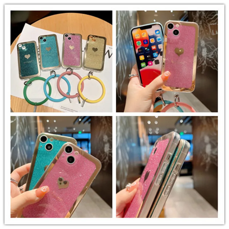 

Fashion Big Wristband Glitter Love Protective Shell Phone Case Cover For Samsung Galaxy A73 A72 A52 A32 4G A22 5G S22 Plus Ultra