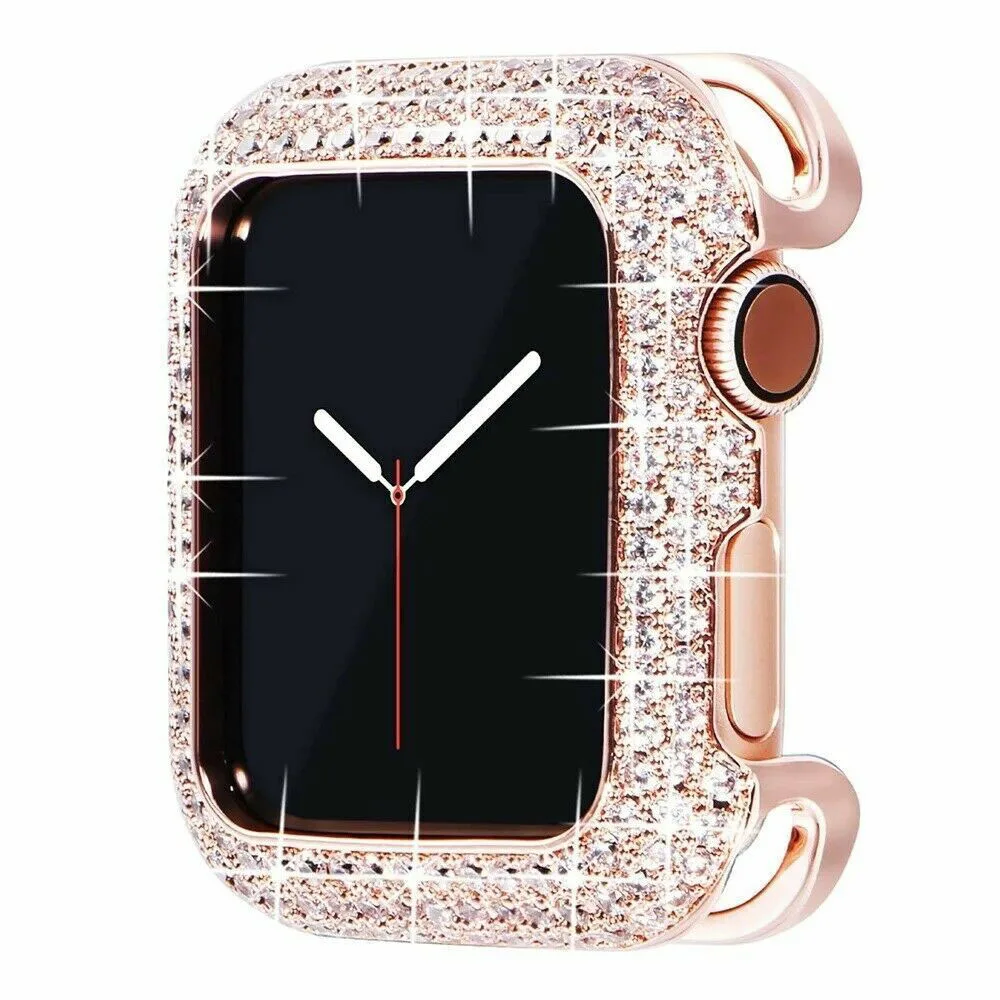 

Роскошный бриллиантовый телефон для Apple Watch Series 8 7 6 5 4 SE 38 40 42 мм 45 мм винтажный металлический чехол с рамкой