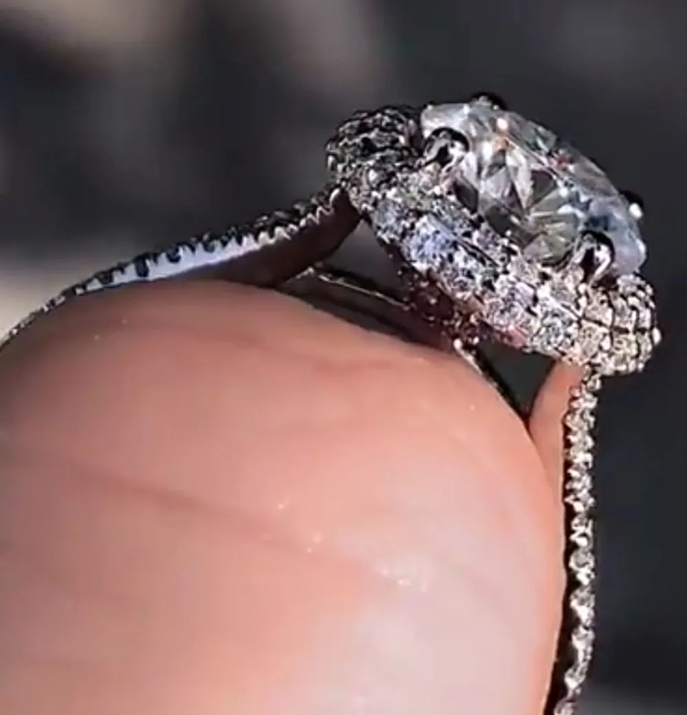 Custom Solid 10K White Gold Women Wedding Party Anniversary Engagement Ring 1 2 3 4 5 Carat Round Moissanite Diamond Trendy