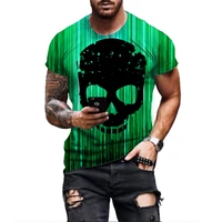 2022 summer new skull printed t shirt for men streetwear casual oversized short sleeve clothes hip hop 3d printing top tees