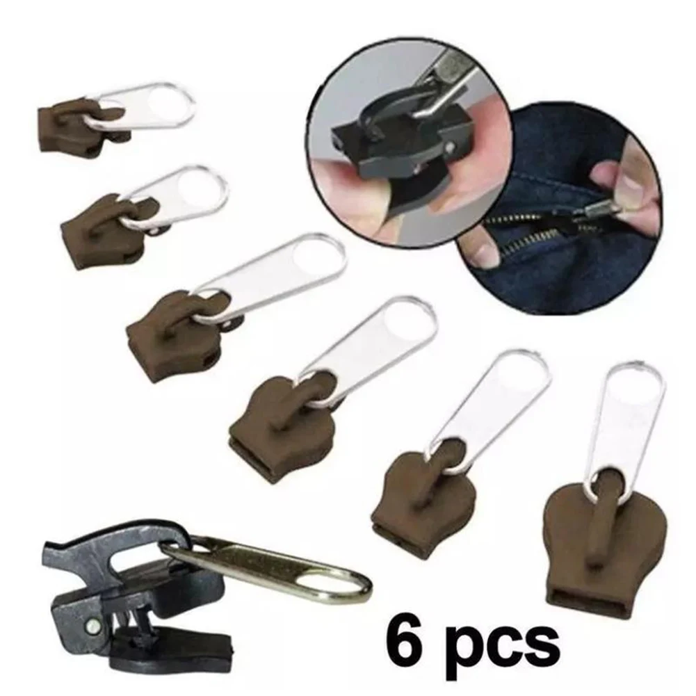 

6 PCS Zip Slider Replacement Kit Universal Instant Fix Zipper Repair Kit Removable Reusable Zip Slider DIY Sewing Supplies