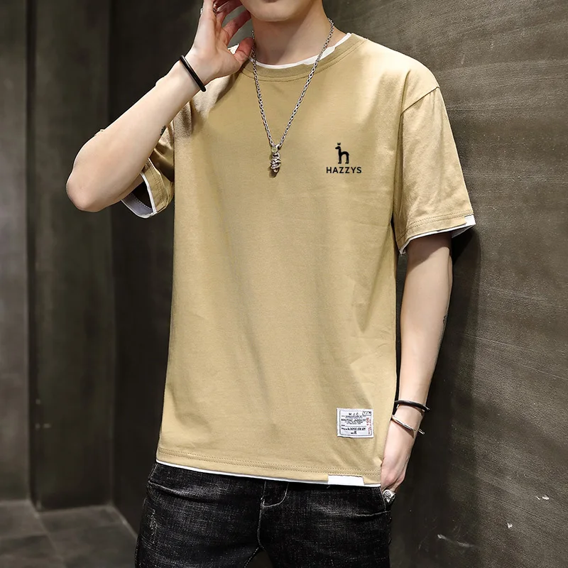 Hazzys Men's Golf Short Sleeve T-shirt INS Fashion Brand Trend Loose Half Sleeve Top 2023 New Summer Men's Wear