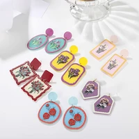 2022 korea new colorful asymmetric acrylic flower tulip earrings for women girls bohemia beach dangle drop earrings jewelry