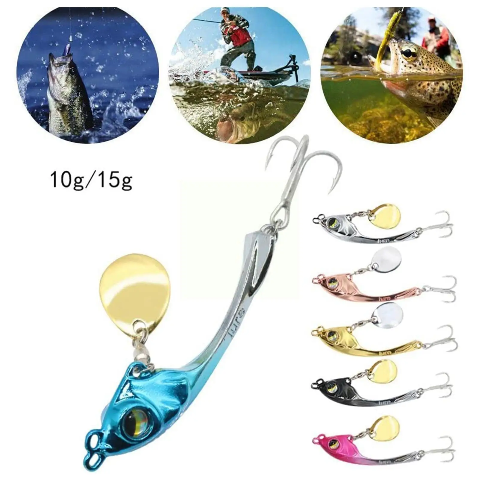 

6pcs VIB Spoon Spin Sequin Lures Metal Artificial Fishing Baits Accessories Fishing Artificial Bait 10g/15g Spinner H8A0