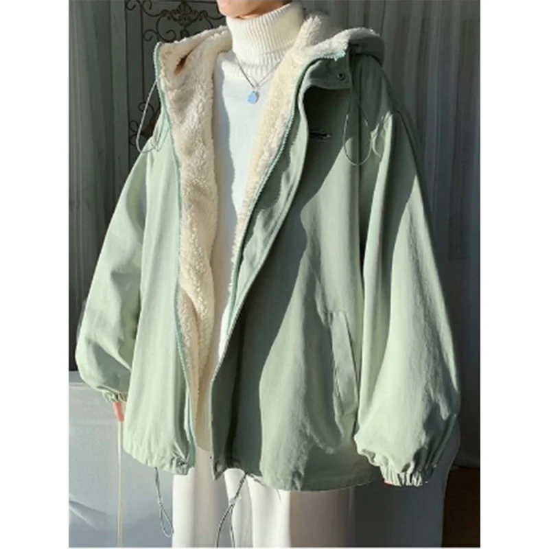 Свободные зимние женские парки из овечьей шерсти