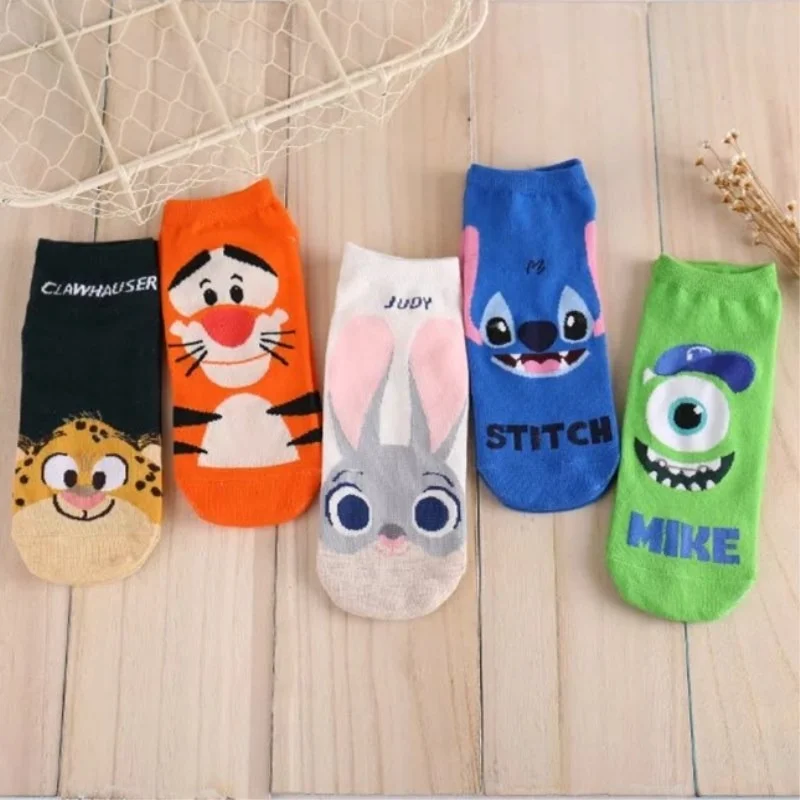 Stitch Disney anime socks cartoon figure Tigger Animal monster new casual xxx girls child Princess socks little girl Boat socks