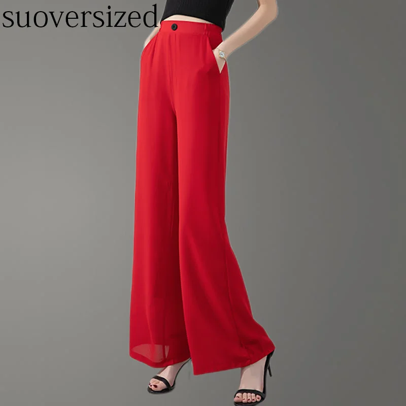 

Plus Size 5XL Chiffon Capris Korean Fashion Wide Leg Pant Pantalones De Mujer Summer Casual Sunscreen Trousers OL Soft Sweatpant