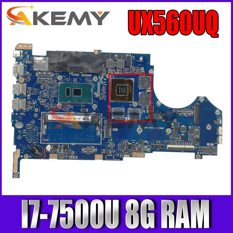 

Материнская плата UX560UQK подходит для ноутбуков ASUS Q534UQ UX560UX UX560UQ UX560U материнская плата I7-7500U 8G GT940MX 100% тест