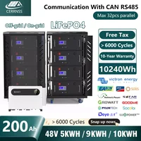 2022 48V 200Ah LiFePO4 10KW 9KW Lithium Battery Pack6000 Cycles Super Parallel With CAN RS485 200A BMS For Off/On-Grid Solar No