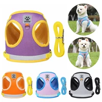 pet dog harness leash set reflective breathable for small dog adjustable puppy vest harnesses cats collar dog strap pet supplies