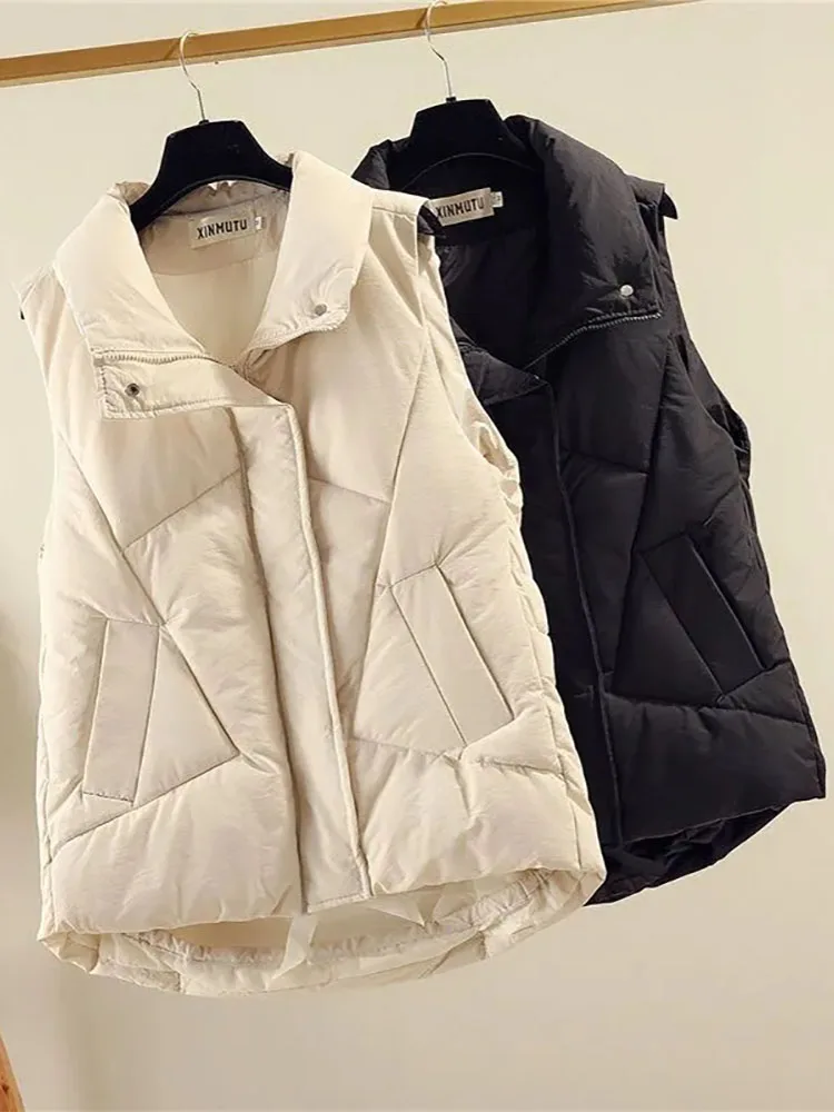 

Пуховик женский без рукавов, однотонный Универсальный жилет, повседневная безрукавка в Корейском стиле, без рукавов