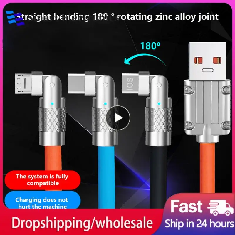 

Universal Zinc Alloy Elbow Rotating Charging Cable Data Cable Usb-c Fast Charging Data Cable Mobile Accessories 180 Degree