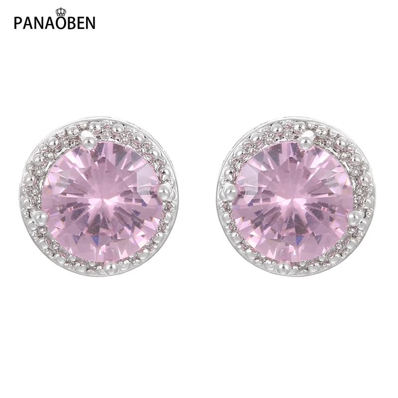 

♥Fashion White Clear 8mm Round Cubic Zircon Stud Earrings For Women Wedding Jewelry Trendy Crystal Earrings brinco Gift earings