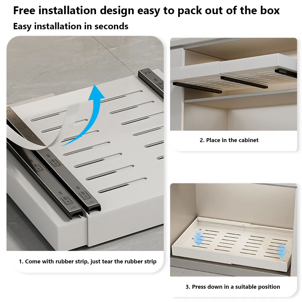 Выдвижной шкаф-органайзер с клейкой пленкой выдвижные ящики полка для кладовой