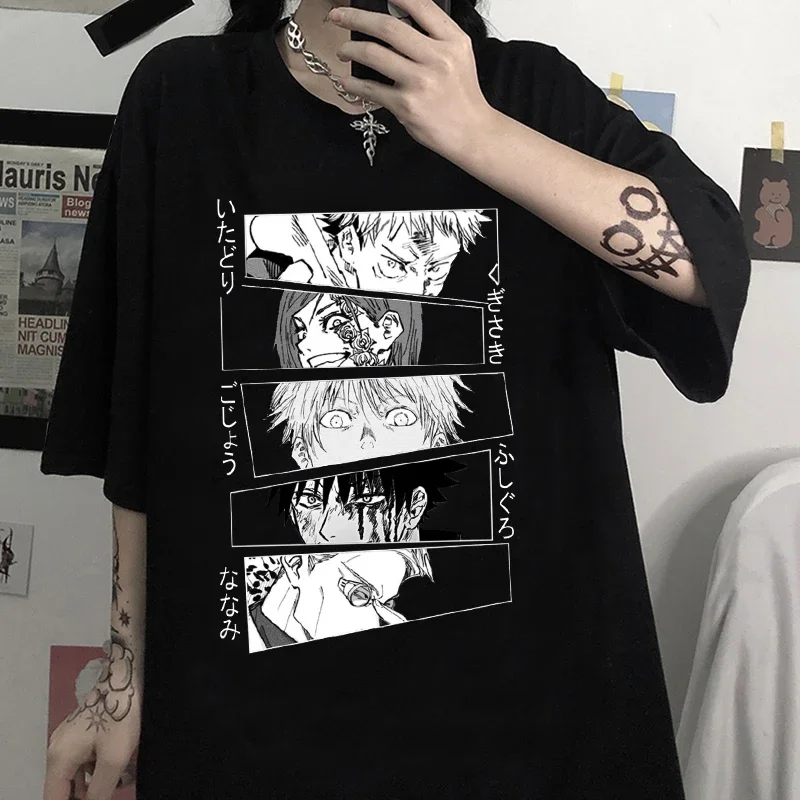 

Fashion Women T-shirt Jujutsu Kaisen Anime Print Short Sleeve T Shirt Female Harajuka 2023 Summer Hip Hop Casual Y2k Clothes Top
