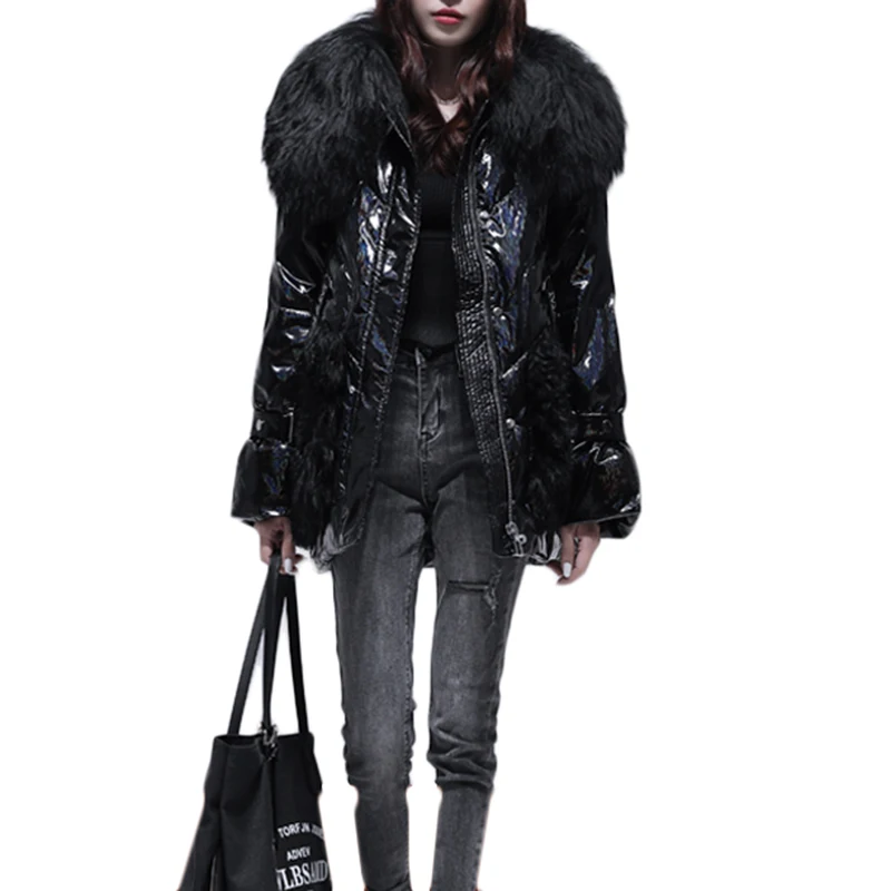 Short Down Jacket Coat Women New Winter Warm Jackets Wool Collar White Duck Down Parka Overcoat Abrigo Mujer fur hooded white