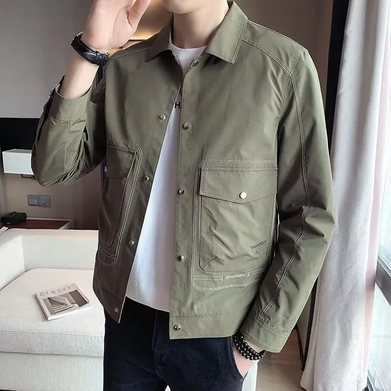 Модные пальто с лацканами на пуговицах карманами и вышивкой Мужская одежда