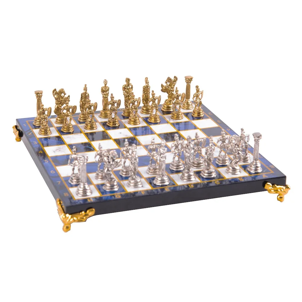 Luxury Floor Standing Metal Casting Chess set Roman Army Sky Blue Board | Спорт и развлечения