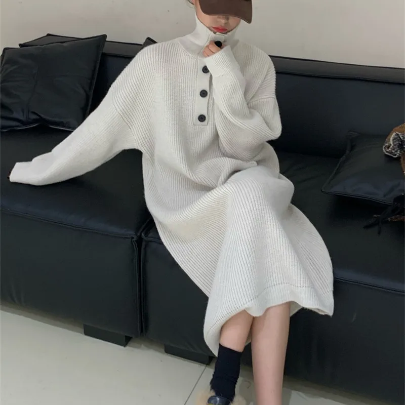 Autumn Winter Lazy Wind Women Sweater Dress 2023 Fashion Casual Female Tops Dresses