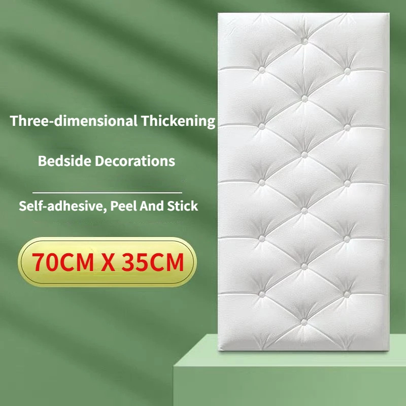 

10pcs70x30cm Self-adhesive 3D Wall Stickers Thickened Bumper Wall Cushion Cushion Children's Bedroom Bedside Soft Cushion