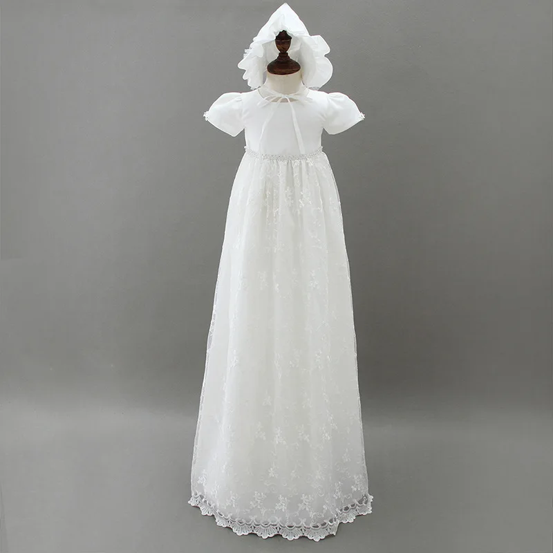

Винтажное длинное белое платье для маленьких девочек, кружевные бальные платья для девочек с бисером, детское простое платье, элегантные Де...