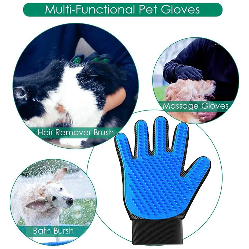 

Dog Cat Pet Combs Grooming Deshedding Brush Gloves Effective Cleaning Back Massage Animal Bathing Hair Removal