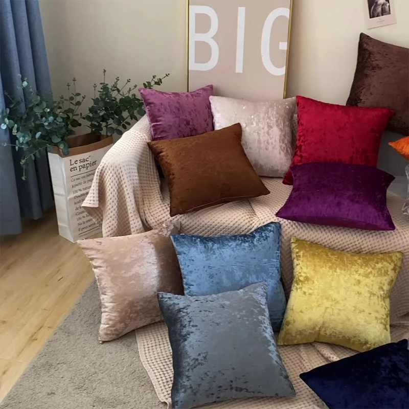 

Home Supplies Cushion Cover Throw Pillows Cover Car Decor Pillow Case Pillowslip Warm Solid Color Soft Ice Velvet Pillowcases