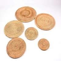 luanqi 1pc rattan drink coasters woven rattan placemats handmade heat insulating coffee drink cup mats pads kitchen accessories