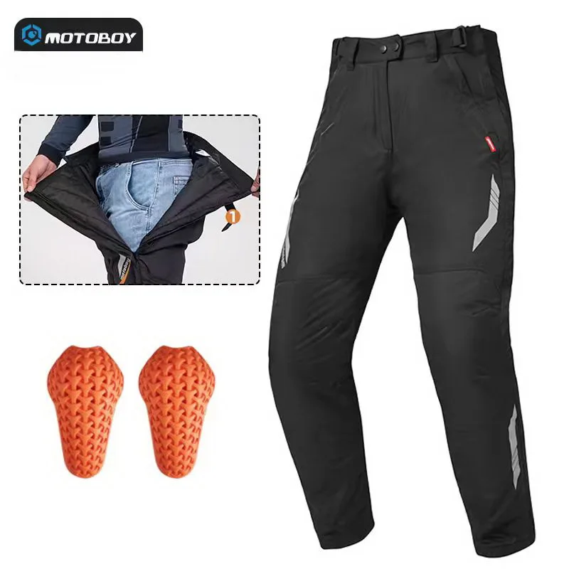 Зимние теплые водонепроницаемые мужские быстросъемные брюки Motoboy мотоциклетные