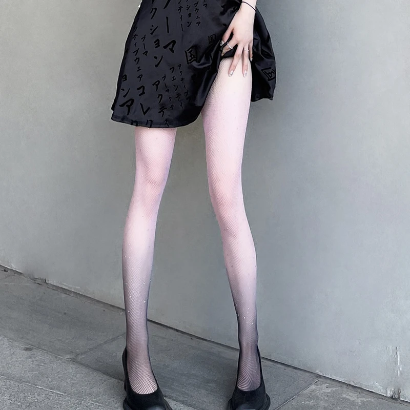 

Сексуальные женские блестящие колготки в сеточку, алмазные колготки, лоскутные прозрачные зеленые градиентные чулки, женские колготки для ...