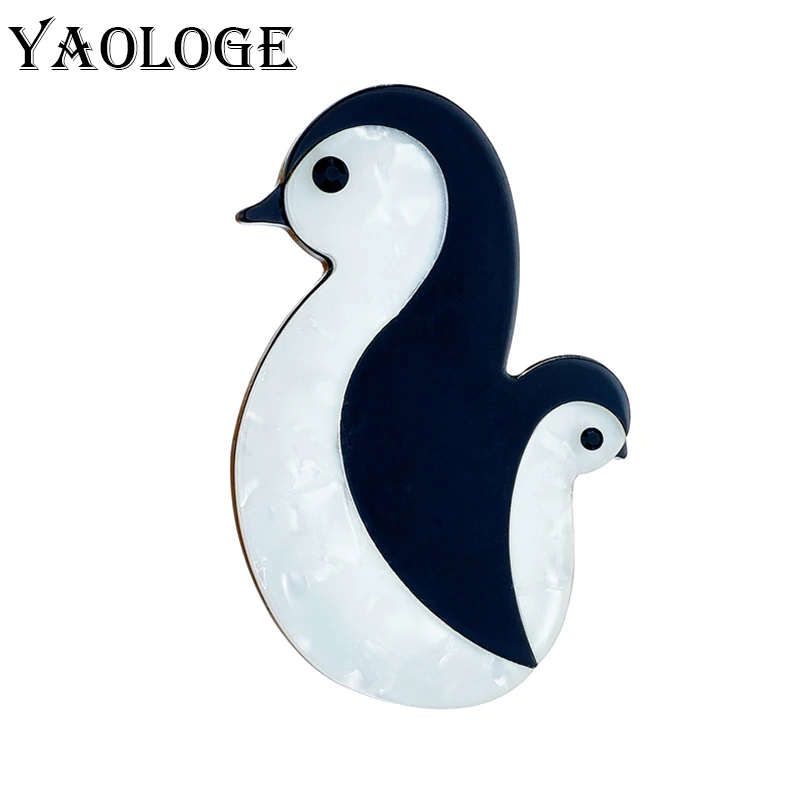 

YAOLOGE Acrylic Cartoon Black White Penguin Brooches For Unisex Kids Pins Badges Accessories Christmas Lovely Gift Jewelry Брошь