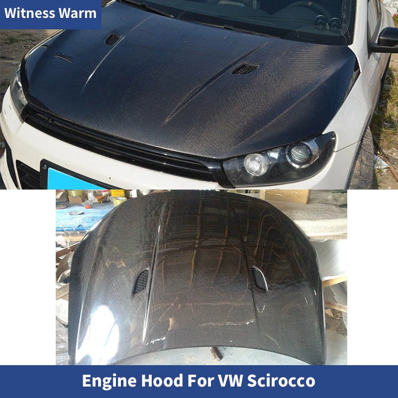 

For Scirocco engine hood carbon fiber engine cover for Volkswagen Scirocco standard/R 2009-UP engine hood
