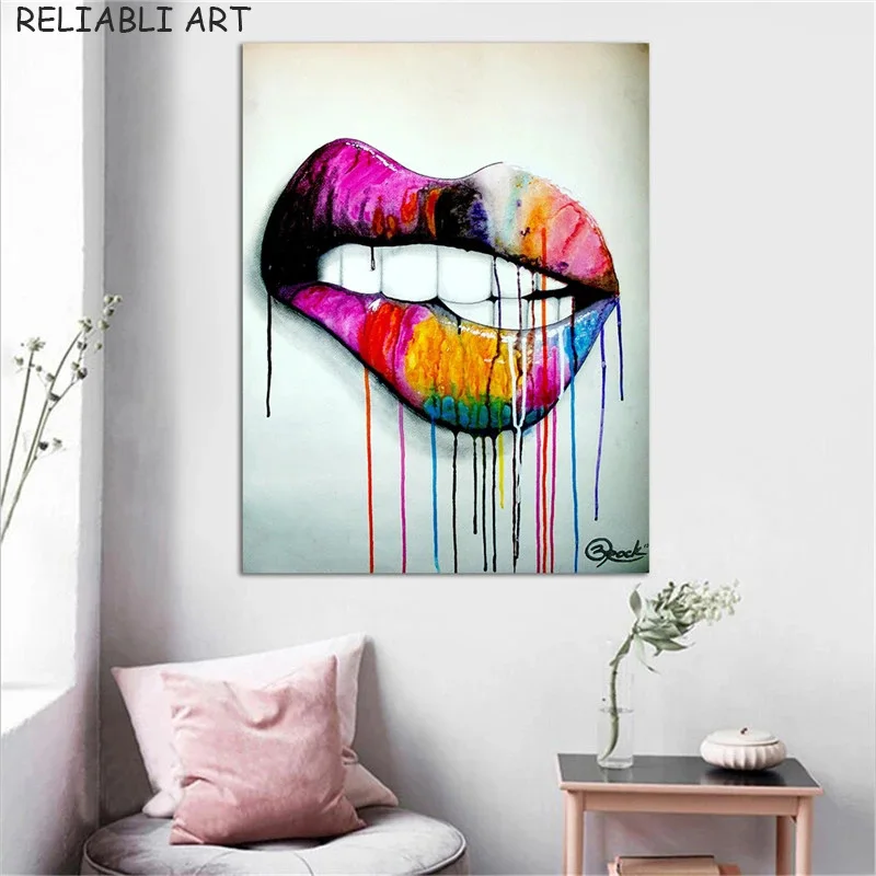 

Abstract Sexy Colorful Lips Canvas Paintings Prints and Poster Wall ART for Living Room Home Decor No Frame