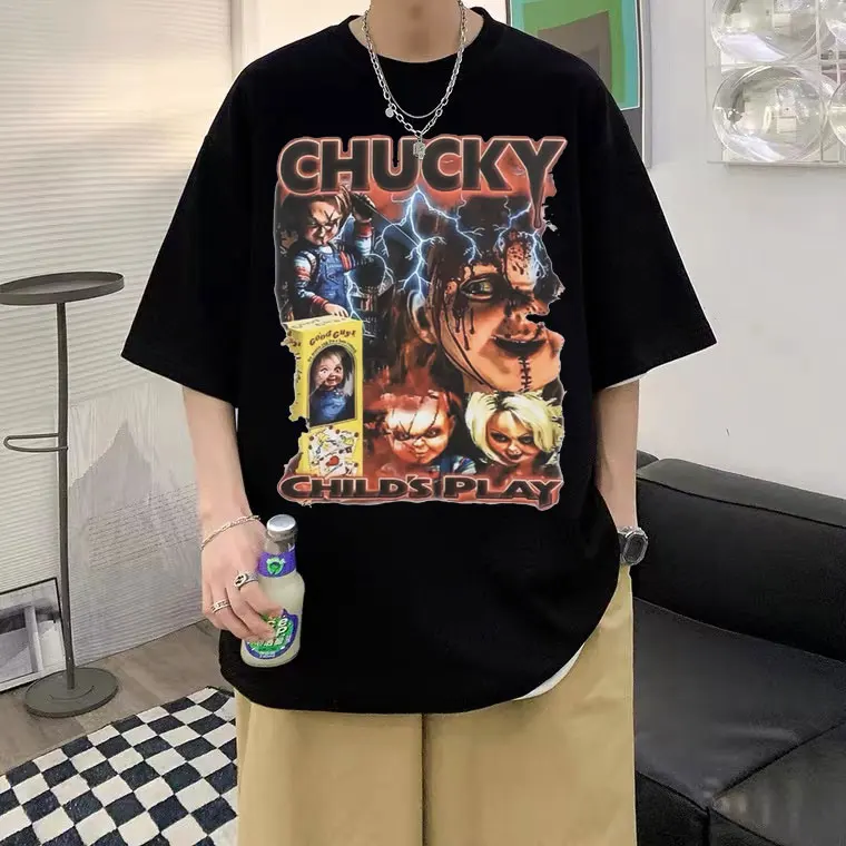 

Fear Cute Anime Cartoon Chuchy Child's Play Print T-shirt Funny Men Women Fashion Oversized Tee Mens T Shirt Man Harajuku Tshirt