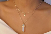 opal crystal necklace opal necklace opal crystal jewelry moon necklace gold moon necklace opalite necklace
