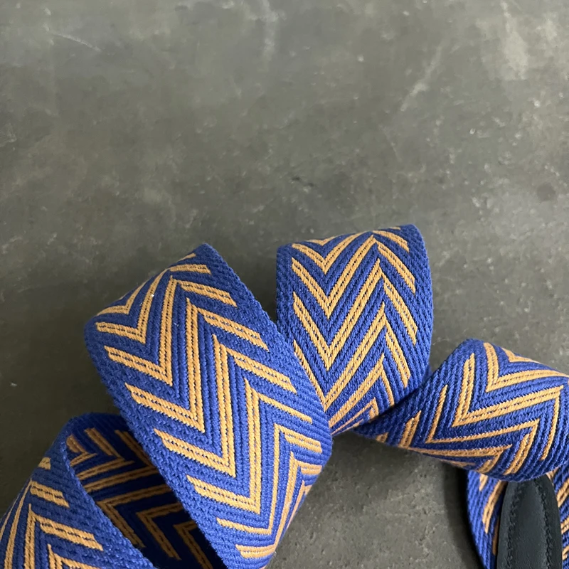 Kelly Buckle Wax Thread Belt Wide Shoulder Belt Woven Bag Belt Single Shoulder Messenger Bag With Round Dot Blue Narrow