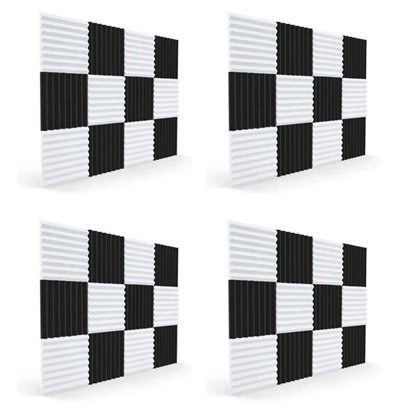 

48 Pcs Acoustic Foam Board,Sound Insulation Sound Wedges Sound Insulation Pad,For Studio Ceiling Game Room,2.5X30x30cm