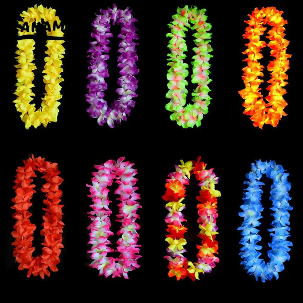 

1Pc Artificial Flowers Leis Garland Necklace Hawaii Beach Flowers Luau Summer Tropical Home Hawaiian Party Wedding Party Decor