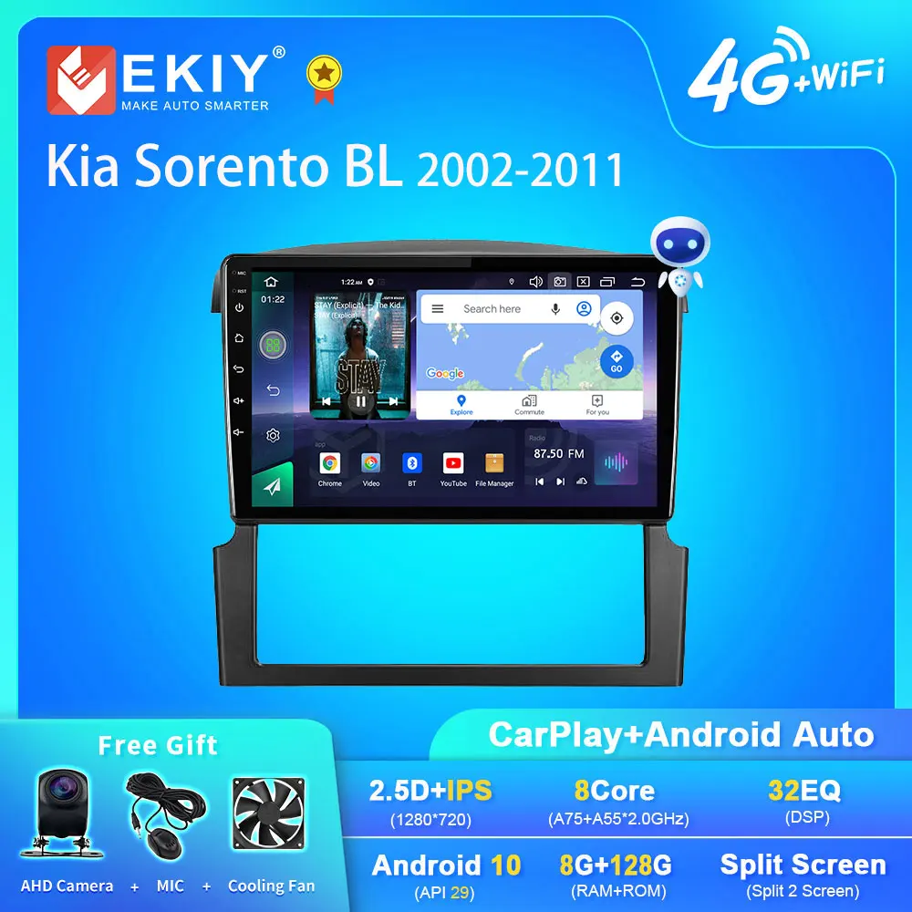 

EKIY Q7 Автомобильный радиоприемник Android 10 для Kia Sorento BL 2002-2011 1280*720 навигация GPS мультимедийный видеоплеер Авто Стерео DVD 2din