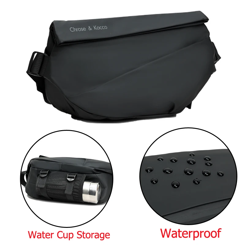 

Aliencross Black Waterproof Chest Bags Cross Body Bag Personality Fashion Men Novel Messenger Bag Sling Shoulder Bags