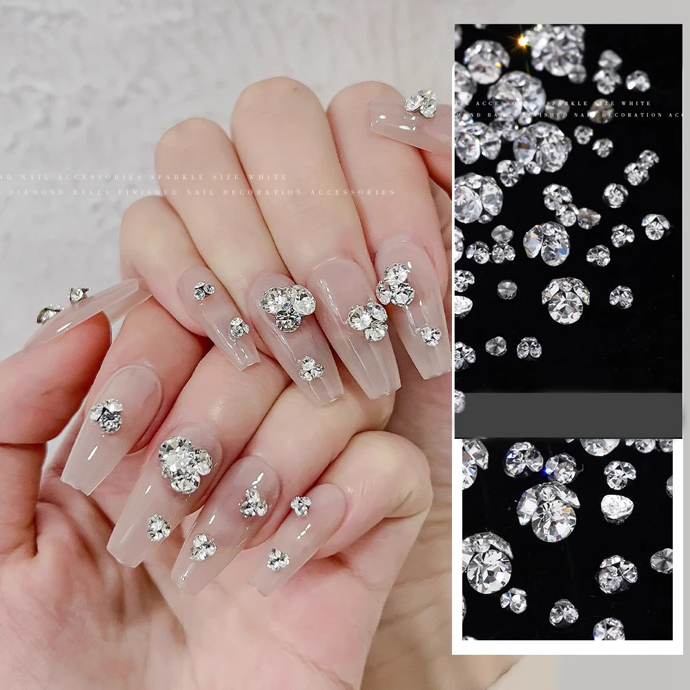 Фото 10 шт., 2,5-8,5 мм, Super Sparkle K9, ворс для ногтей, бриллианты, шарик, блестящие мини-прозрачные стразы для ногтей, 3D сложенное стекло, маникюрный драгоценный камень №5
