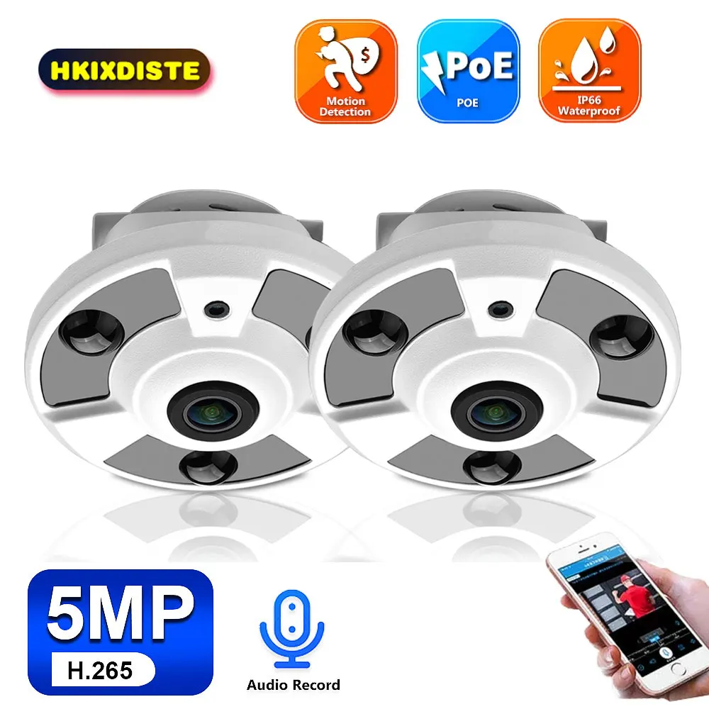 

H.265 CCTV 5MP POE Fisheye IP Camera Outdoor Waterproof Audio Dome Panoramic Security Surveillance Camera System XMEYE POE Cam