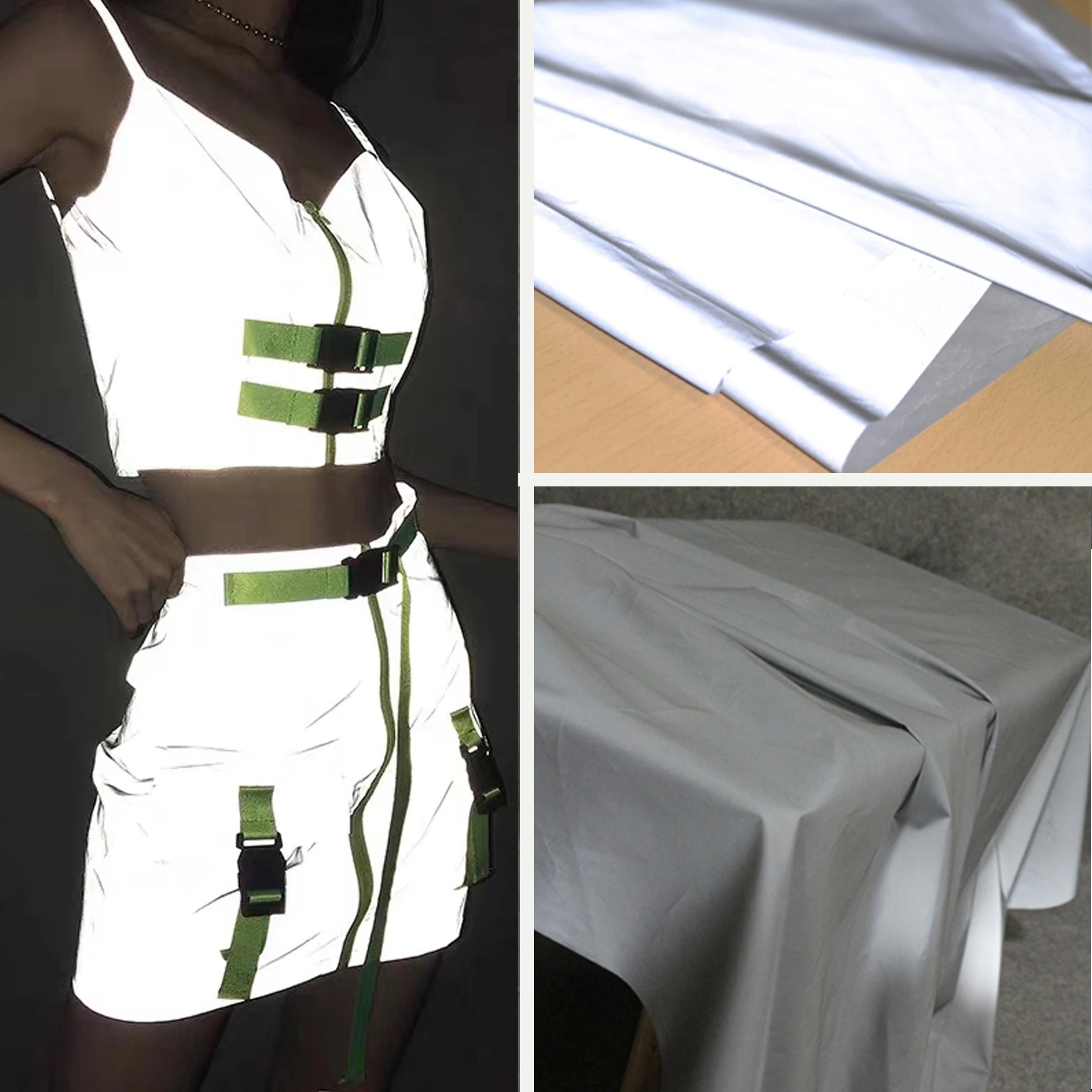 

Reflective glow-in-the-dark/gray silver safety warning special creative reflective cloth fashion designer trench suit fabric