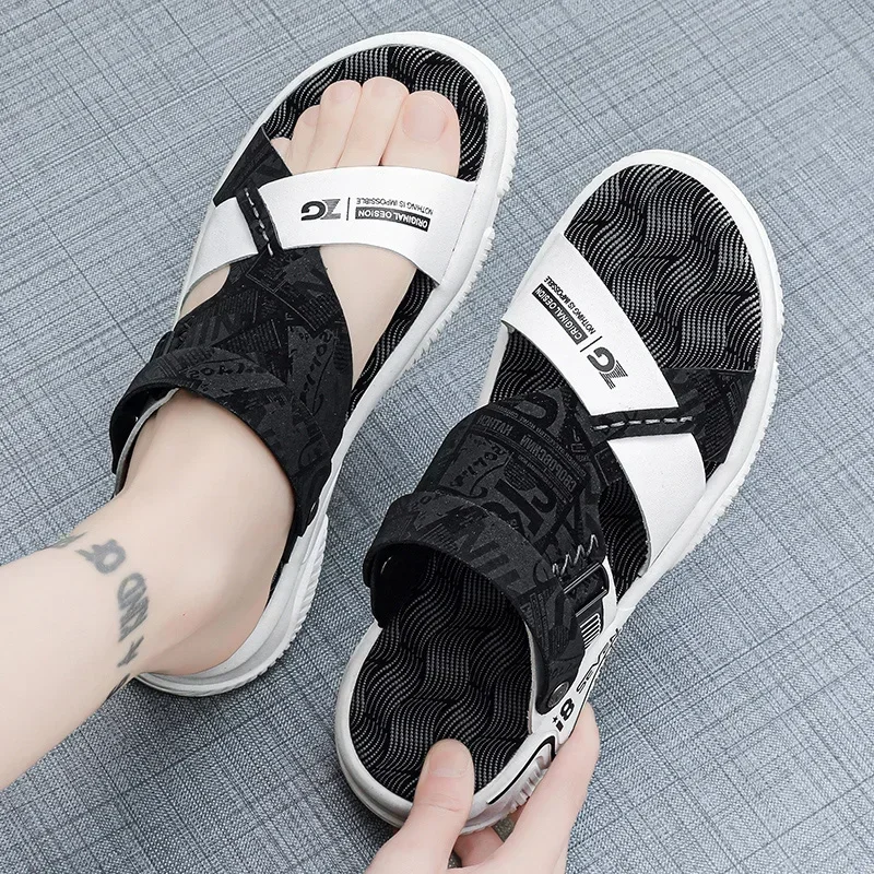 Мужские уличные Нескользящие пляжные сандалии повседневная обувь без шнуровки