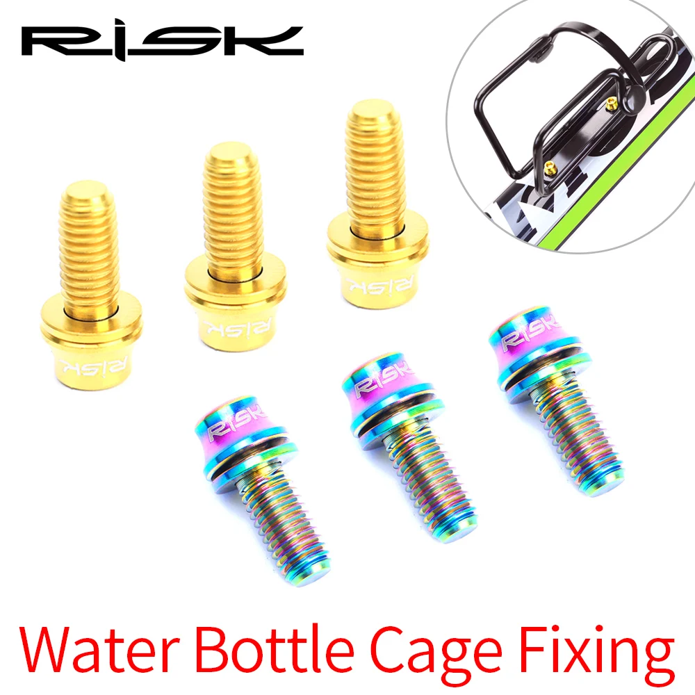 

RISK RT105 2Pcs/Box Road Mountain Bike Bicycle M5x12 Conical Head Water Bottle Cage Fixing Bolts With Washer