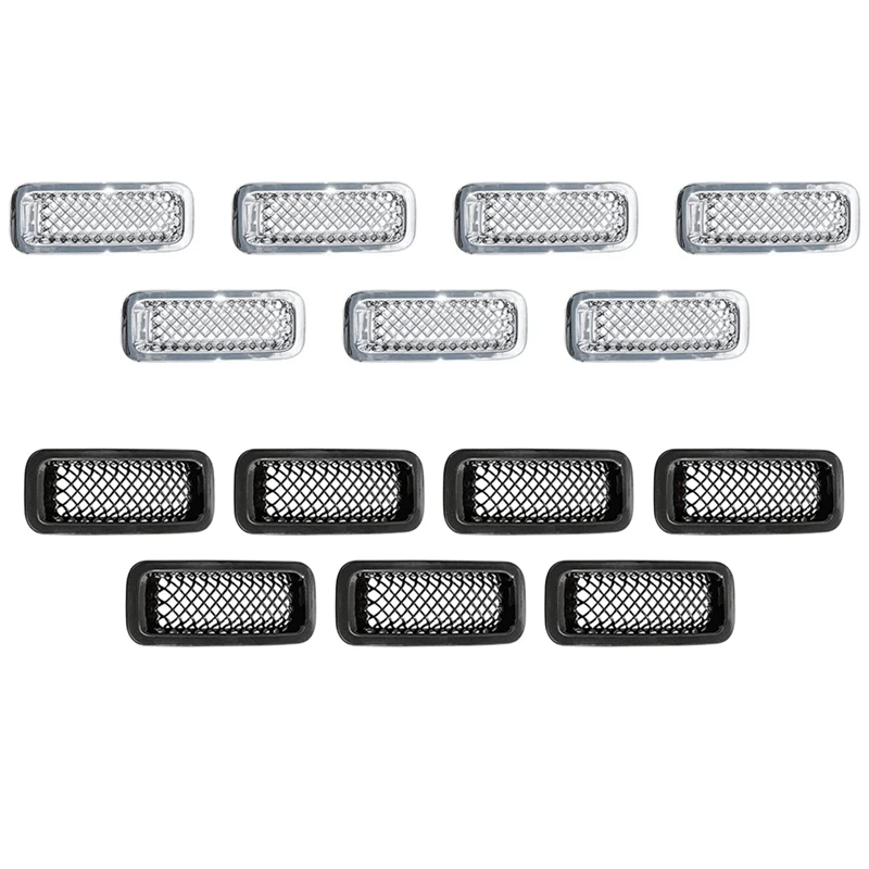 

Front Grille Grill Mesh Insert Decoration Trim Cover For -Jeep Patriot 2011-2016 Accessories, ABS 7PCS