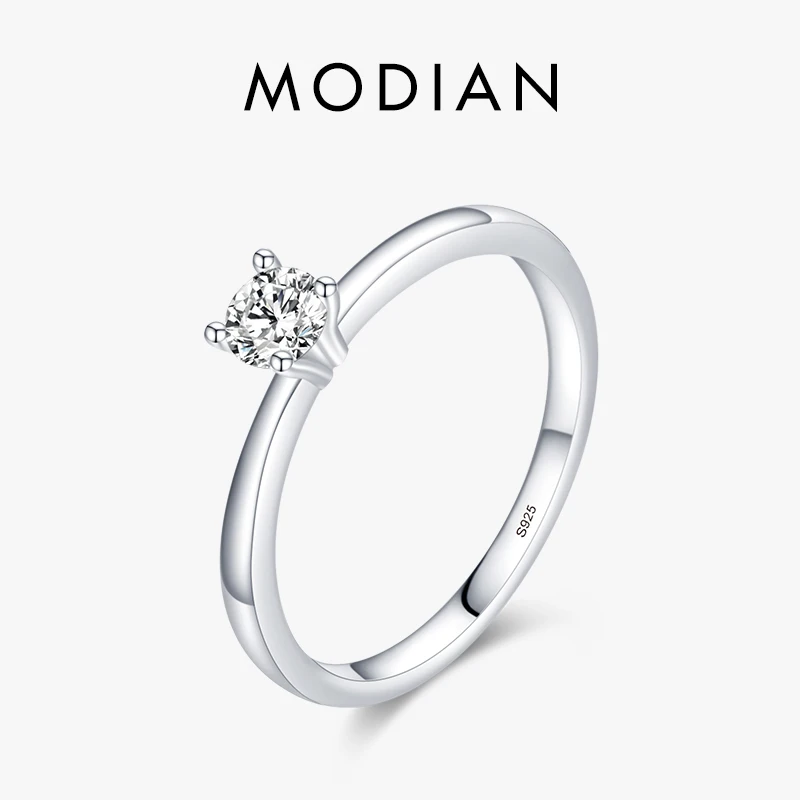 Modian 2022 minimalismo argento Sterling 925 rotondo dieci cuori chiaro CZ semplice anello nuziale per gioielli da fidanzamento dichiarazione donna
